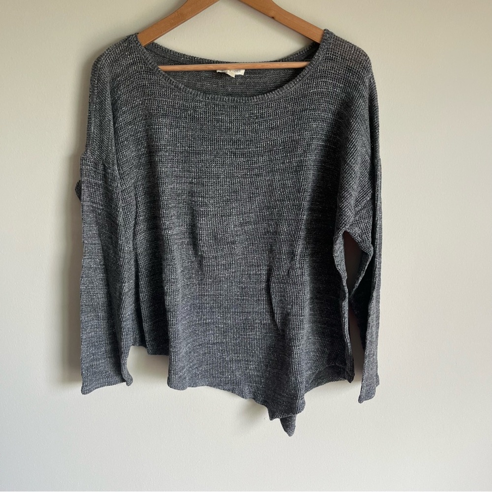 Eileen Fisher Women's Heathered Grey Woven Sweater 100% Cotton Size Large